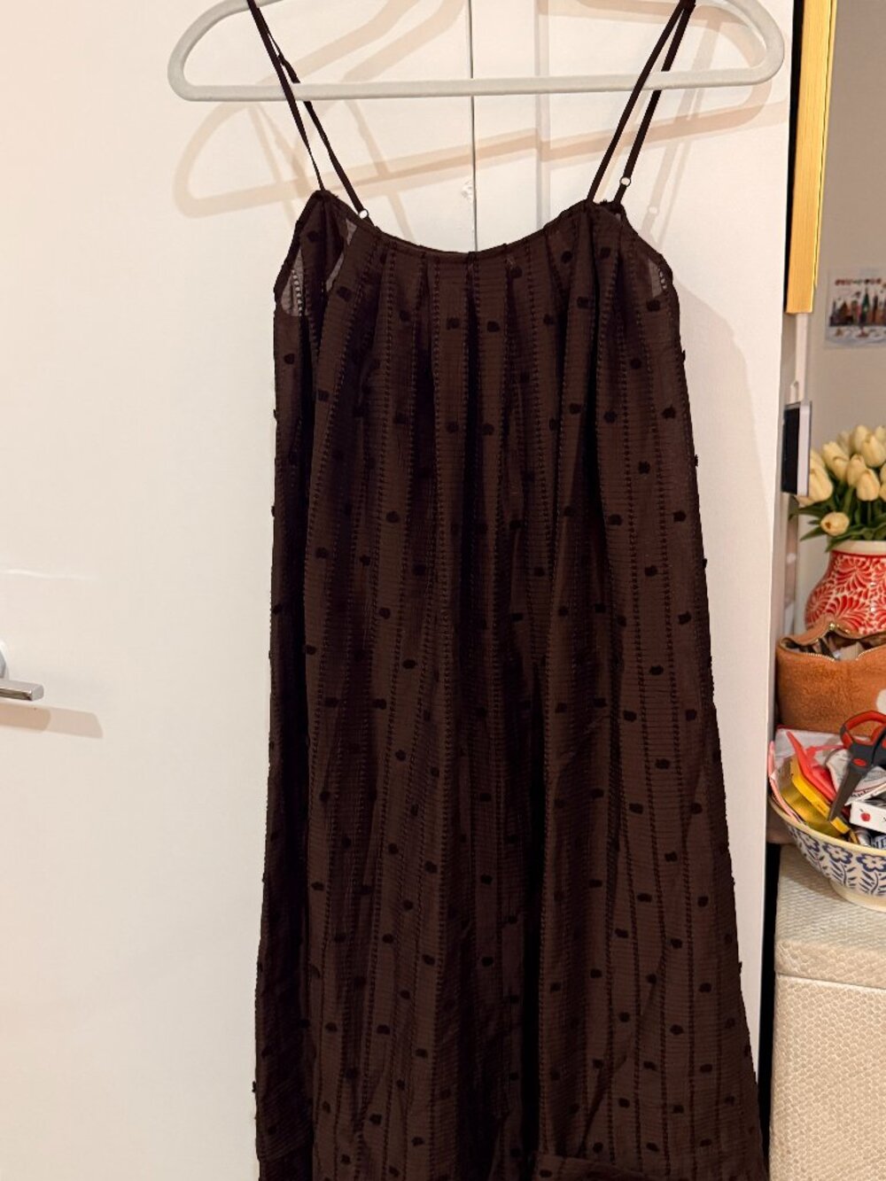 J.Crew Brown Swiss Dot Tiered Camisole / Dress